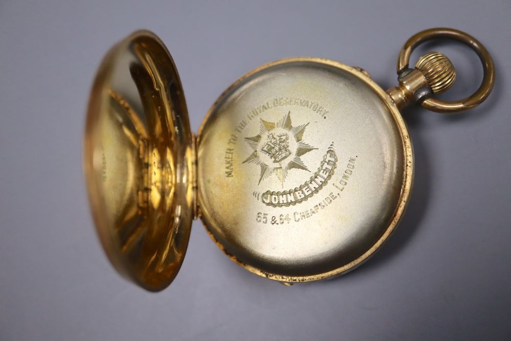 A continental 18k keyless open face pocket watch, (a.f.),